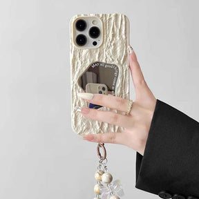 Makyaj Aynalı Kabartma Dokulu Kordon Telefon Kılıfı